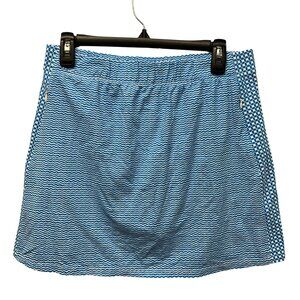 J. McLaughlin Blue White Athletic Skort With Side Pockets & Built-In Shorts  L
